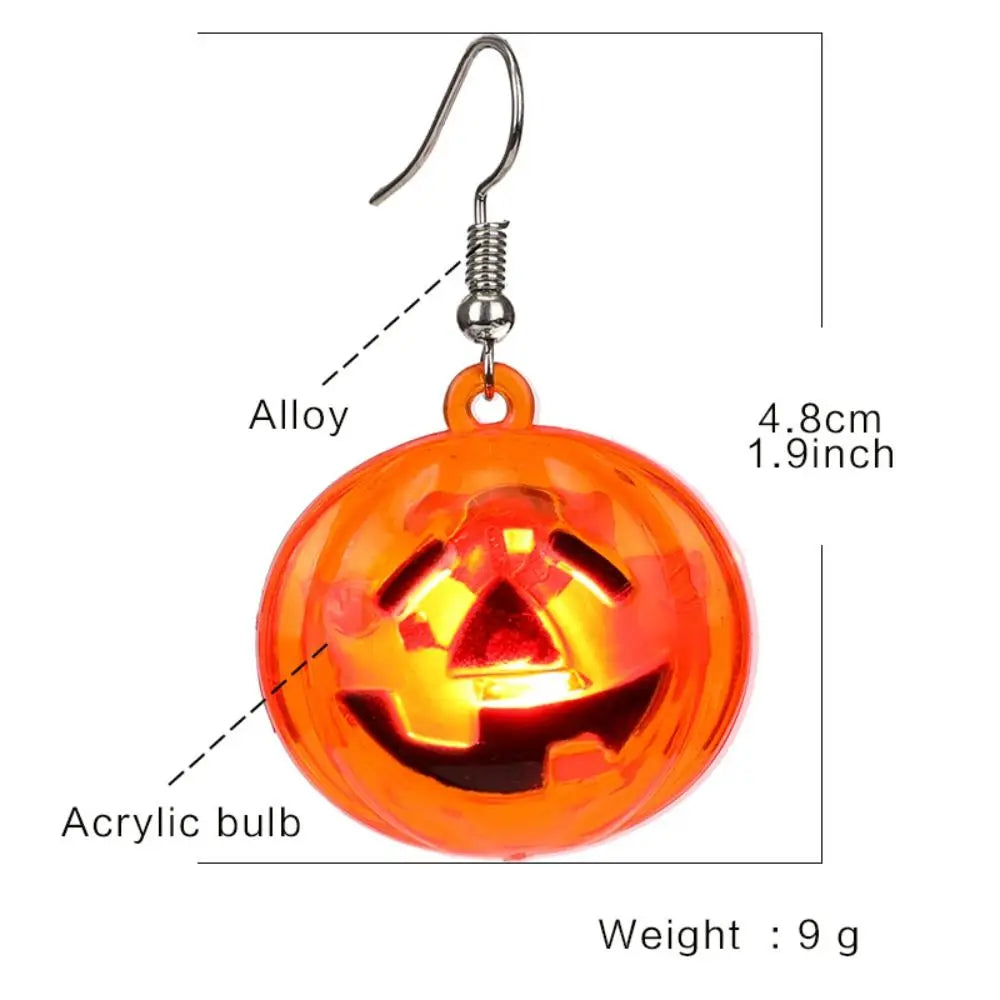 Luminous Halloween Pendant Pumpkin Dangle Ear Clips LED Skull Earrings Electric Black Cat Spider Ghost Glowing Dangle Earrings - Charlie Dolly