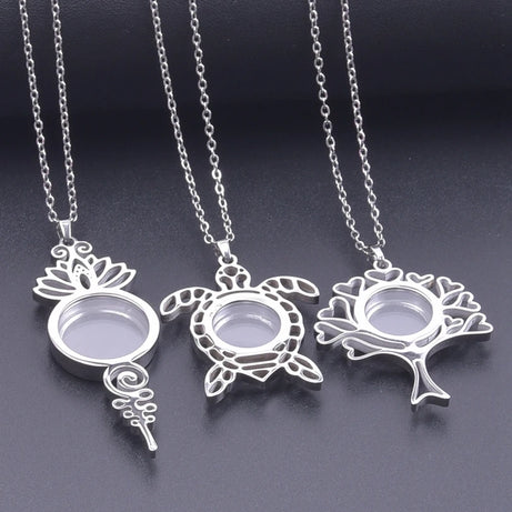 Retro Lotus Flower Photo Locket Pendant Necklace, Vintage Relicario Keepsake Talisman