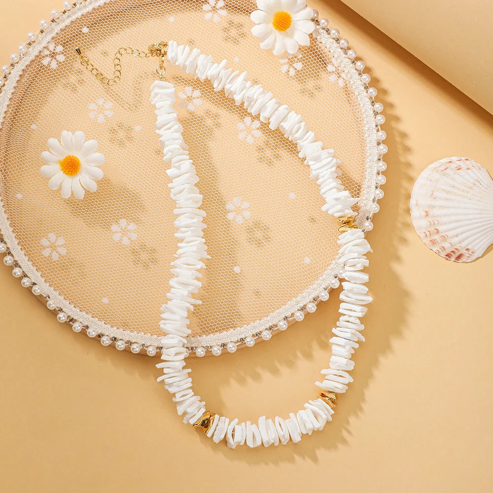 ZMZY Bohemian Puka Shell Chain Necklace Men's Bead Chain Clavicle Necklace Trend Neck Jewelry Hawaiian Beach SeaShell Choker