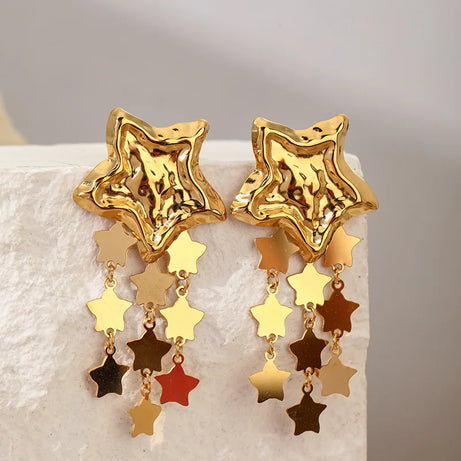Blue Stone Gold Plated Drop Earrings Jewelry