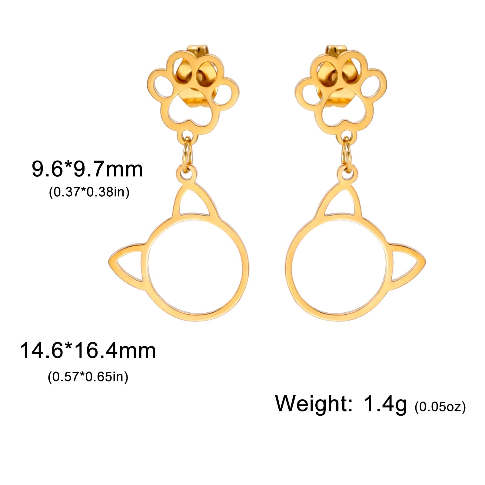 Sipuris Kitten Cat Mini Stud Earrings For Women Stainless Steel Trendy Kawaii Cute Pendant Jewelry Gifts For Couple Wedding - Charlie Dolly