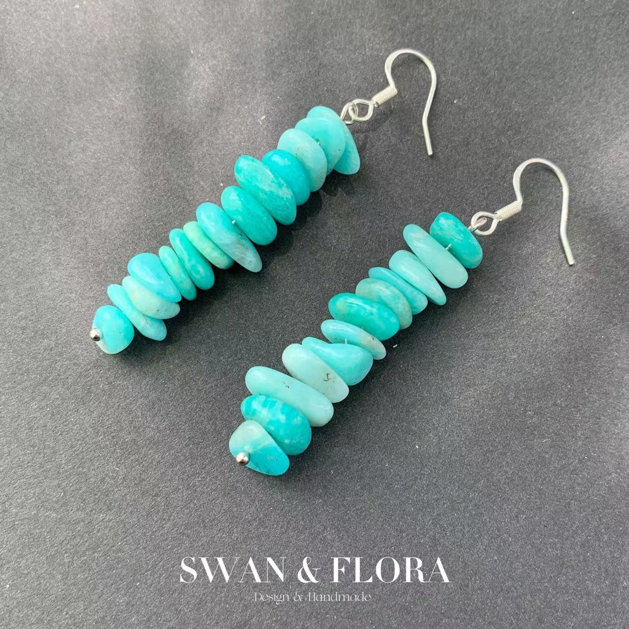 Natural Amazonite 925 Sterling Silver Hoop Earrings for women Jewelry Gift Chip Beads Jewelry Handmade Fine Jewelry Fashion - Charlie Dolly