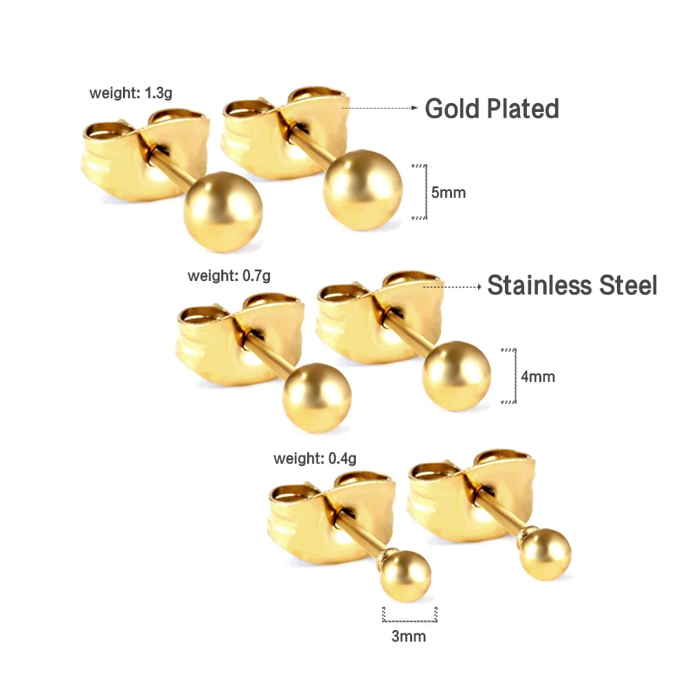 LUXUSTEEL 3Pairs Boho Colorful Round Evil Eyes Stud Earrings For Women Men Gold Plated Stainless Steel Turkish Ear Jewelry Set