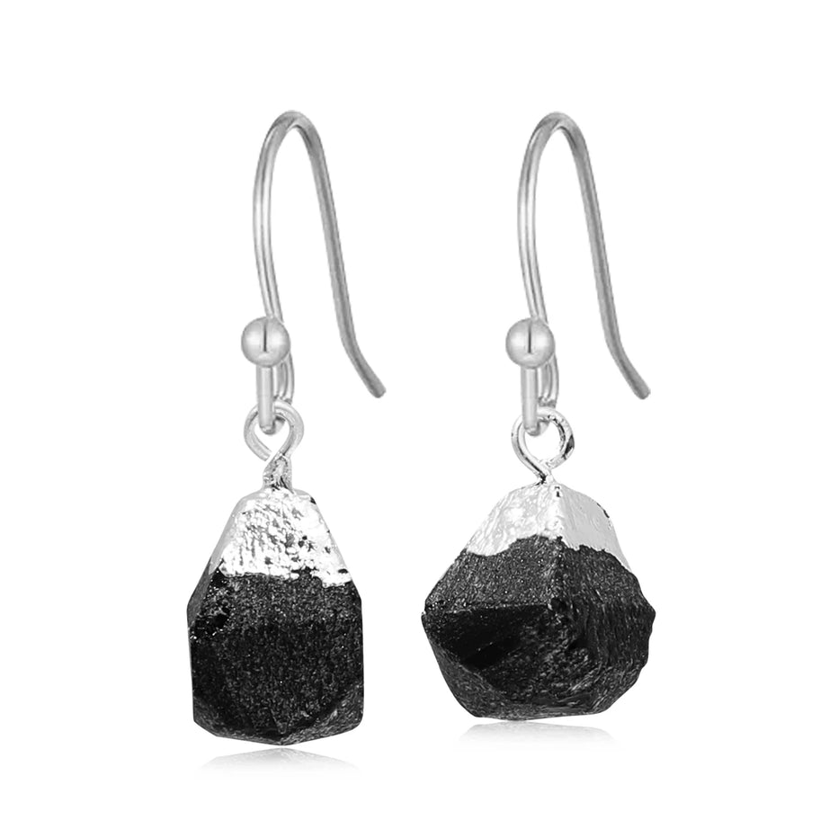 Raw Ore Natural Stone Hook Earrings, Fluorite Amethyst Quartz Healing Crystal Jewelry
