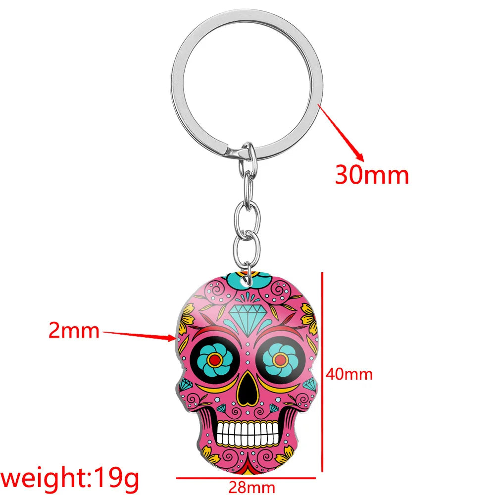 HNSP Stainless Steel Goth Skull Pendant Chain Necklace For Men Women Halloween Key Chain Accessory Gift - Charlie Dolly