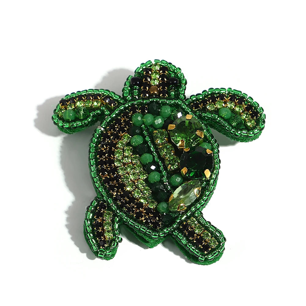 Boho Handmade Beaded Brooch Colorful Starfish Lobster Shell Pattern Pearl Pin Banquet Backpack Beach Jewelry Accessories Gifts