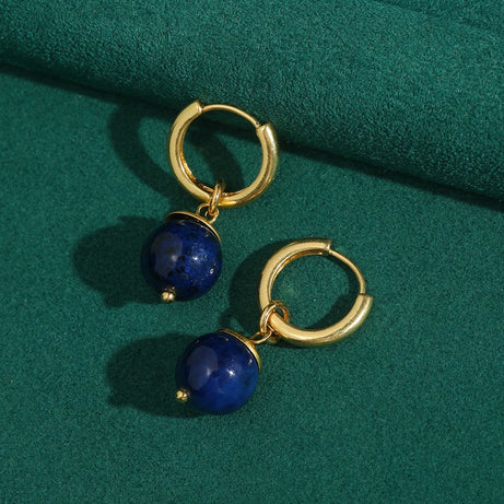 Vintage Lapis Lazuli Drop Earrings Hoop Gold Color High Quality Luxury Quality Jewelry Natural Stone Accessories Women Gift 2025 - Charlie Dolly