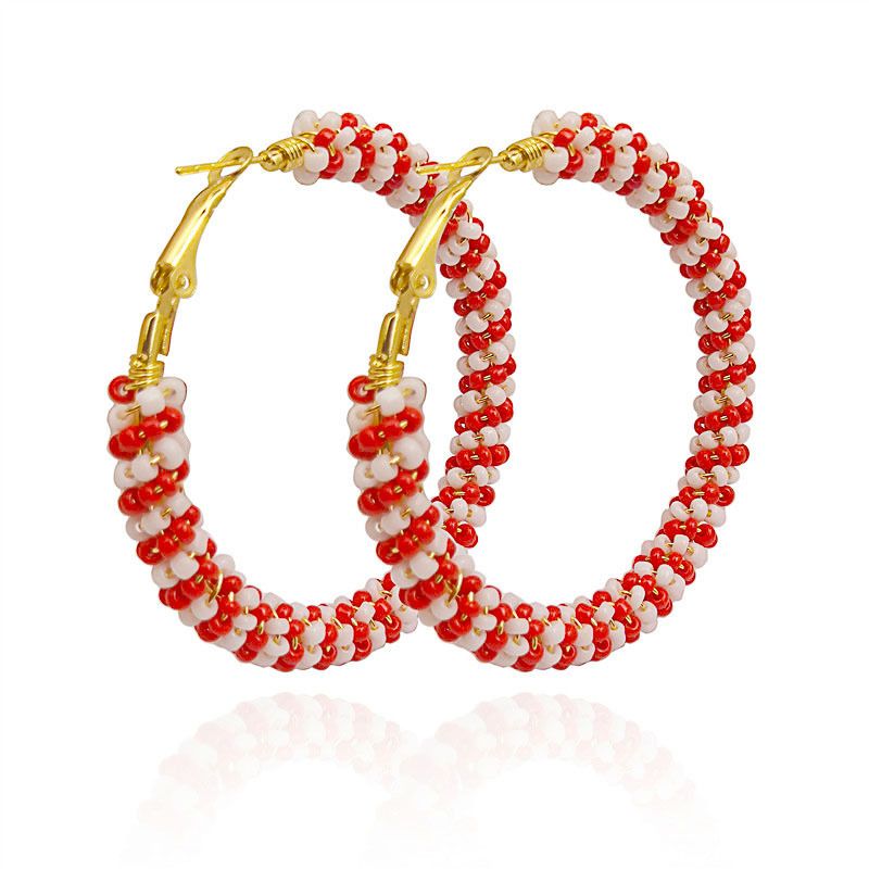 Exaggerate Bohemia Hoop Earring Colorful Beaded Fashion Women Hoops Trendy Big Beads Earring Boho Statement Jewelry Wholesale - Charlie Dolly