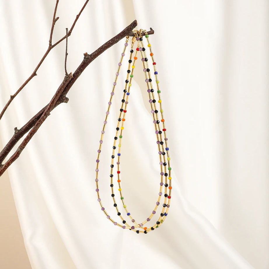 ZMZY Fashion Boho Necklace Women Jewelry Natural Stone Choker Healing Tiny Beads Clavicle Chain Crystal Agates Necklace - Charlie Dolly
