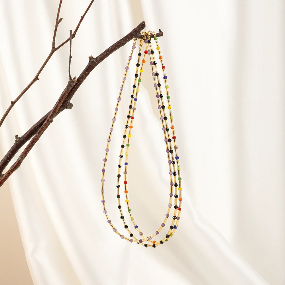 ZMZY Fashion Boho Necklace Women Jewelry Natural Stone Choker Healing Tiny Beads Clavicle Chain Crystal Agates Necklace