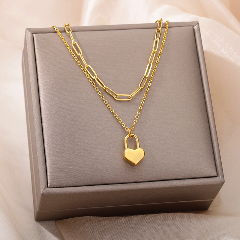 Stainless Steel Geometry Star Moon Butterfly Pendant Multilayer Chain Choker Necklace For Women Wedding Accessories Dropshipping - Charlie Dolly