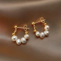 Korean  Simple Temperament Circle Pearl Earrings Fashion Small Versatile Earrings Women's Jewelry - Charlie Dolly