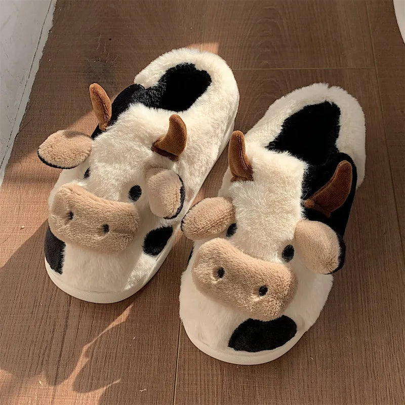 Comwarm Cute Animal Fur Slipper For Women Men Fashion Kawaii Fluffy Winter Warm Slippers Lovers Cartoon Teddy Bear House Shoes - Charlie Dolly