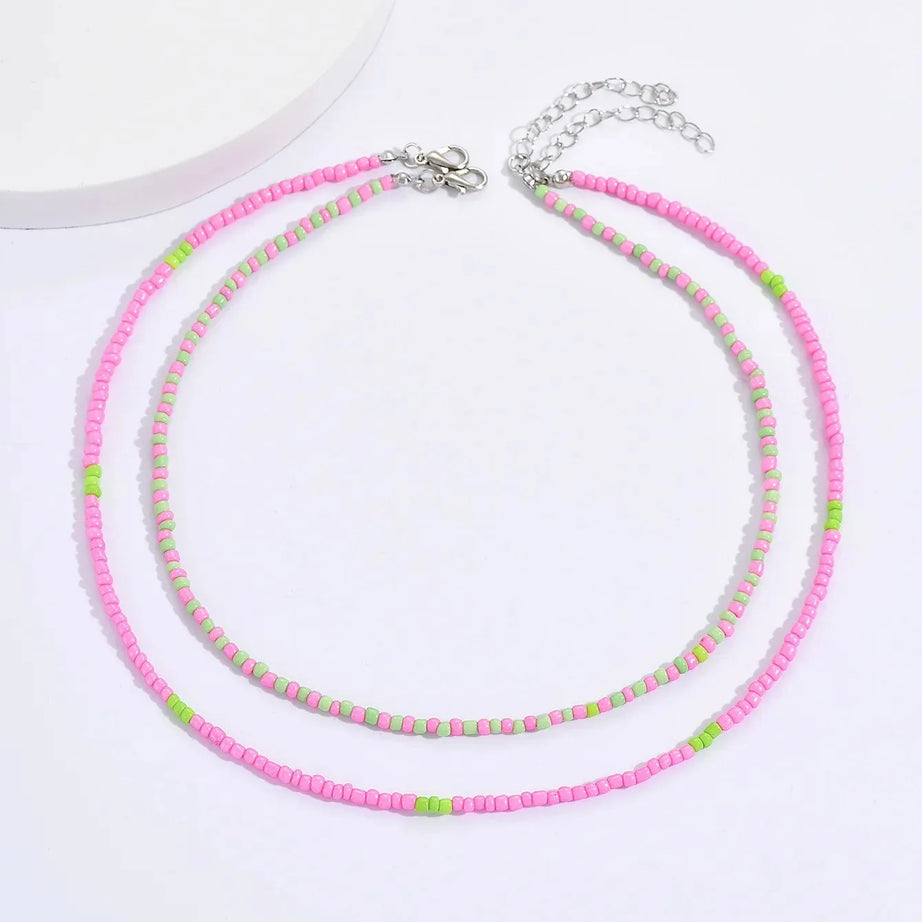 Seed Bead Double Layer Collar Necklace Jewelry
