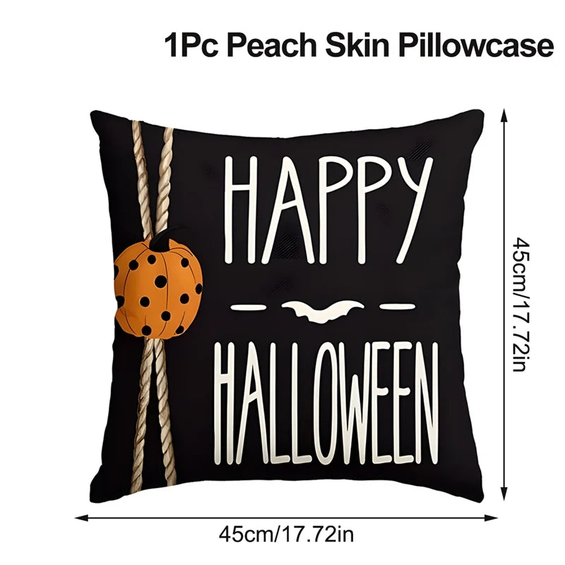 Halloween Pumpkin Ghost Pillowcase Happy Halloween Party Decorations For Home 2024 Trick or Treat Spider Bat Cat Pillow Covers - Charlie Dolly