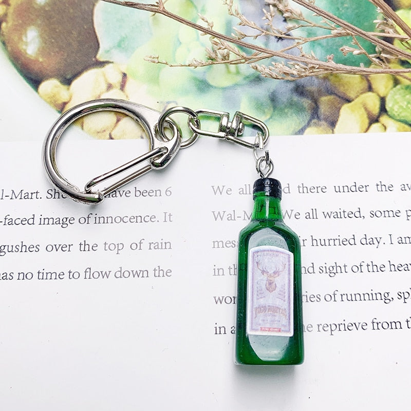 Wine Bottle Keychain Resin Simulation Mini Beer Cocktail Men Women Boyfriend Key Chain Alcohol Lovers Father&#39;s Day Gift - Charlie Dolly