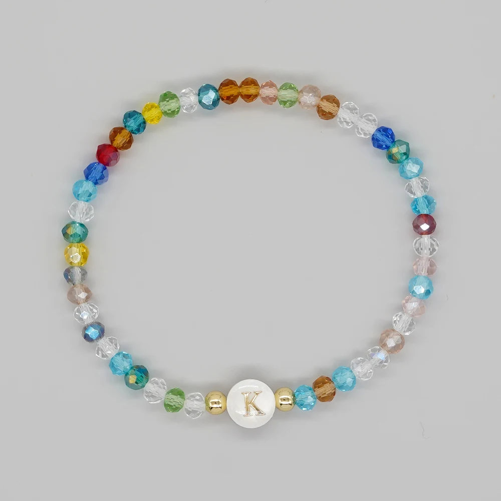 Go2Boho Crystal Shell Letter A-Z Bracelets for Women Boho Summer Beach Lucky Fashion Trend Jewelry Accessories Surprise Gifts