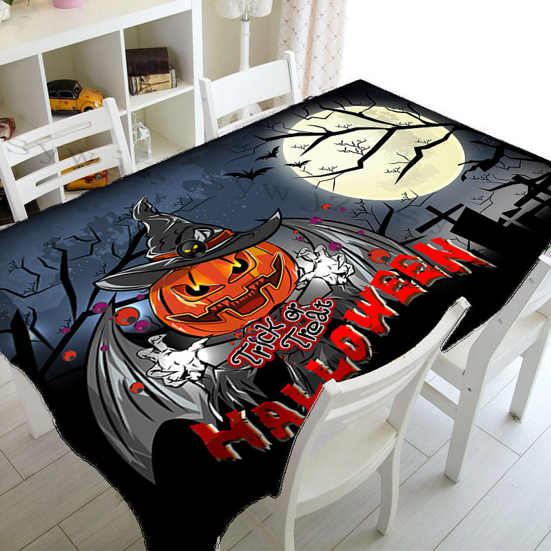 Halloween Rectangle Table Cloth, Halloween Castle Ghost Washable Ron Tablecloth for Family Dinner Party Outdoor Picnic Mats - Charlie Dolly