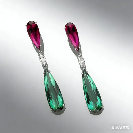Green Purple Zircon Drop Statement Earrings Jewelry