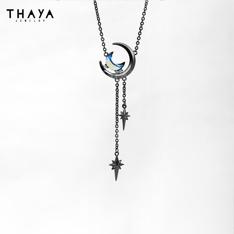 Thaya Stars And Moon Design Trendy Necklaces Original Design Vintage Women Necklace Fashion Necklace For Women Crystal Jewelry - Charlie Dolly