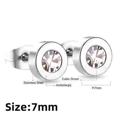LUXUKISSKIDS Roman Numerals Men's Earrings Gothic Black Studs Steel Korean Fashion For Women 2023 Trendy Punk CZ Hiphop Piercing