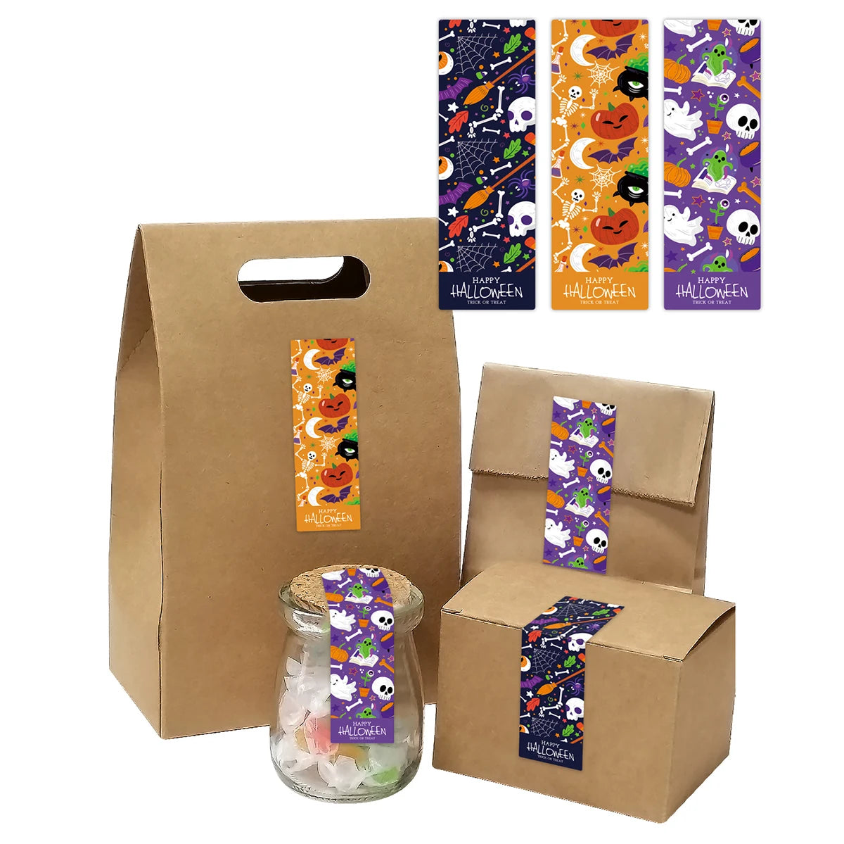 90pcs Halloween Gift Wrap Sealing Stickers,Pumpkin Ghost Design Gift Box Sealing Labels Sticker Halloween Candy Party Supplies - Charlie Dolly
