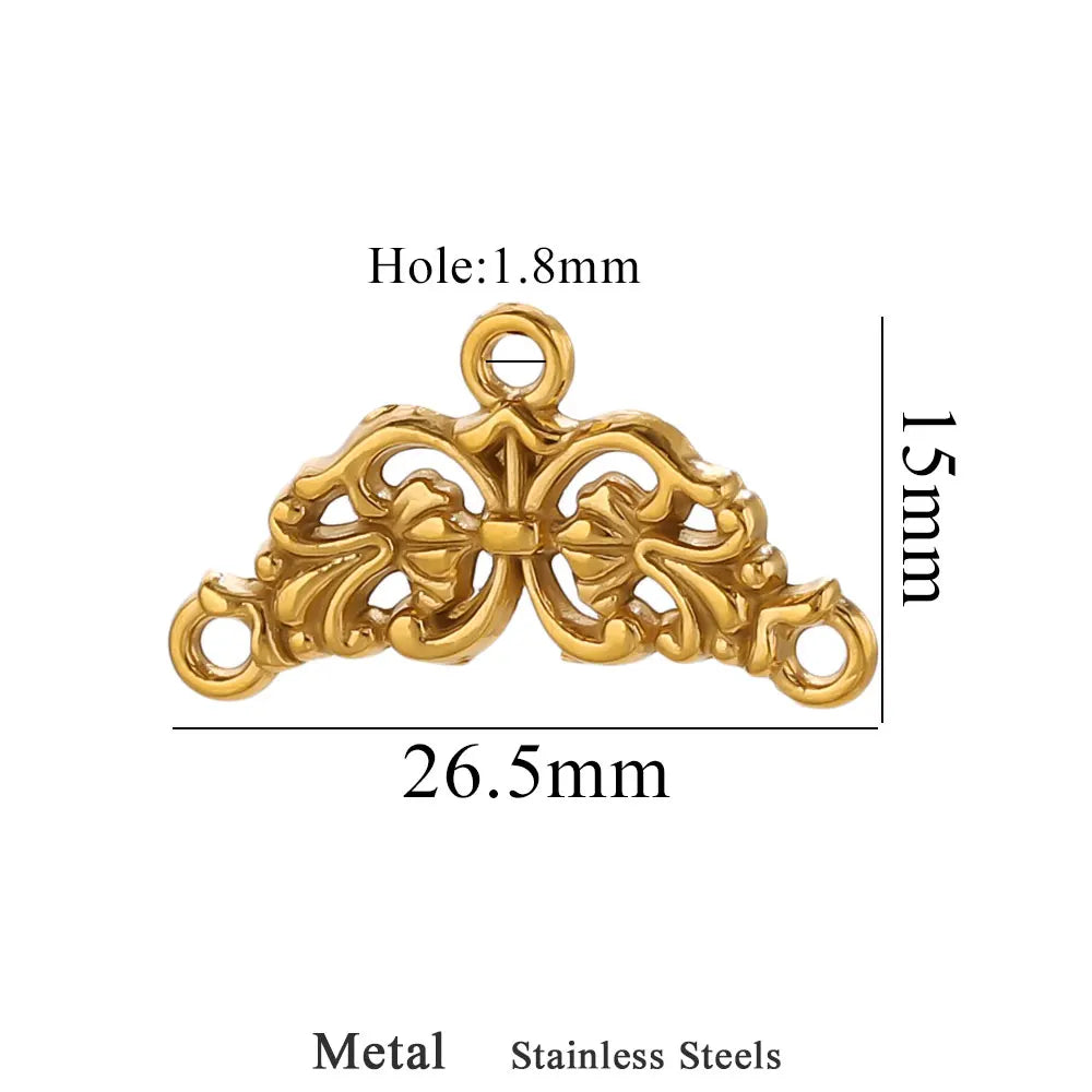 5pcs Stainless Steel Earring Connector Charms Boho Gold Hollow Pendants for Women DIY Jewelry Earring Necklace Making Wholesale