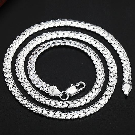 CHSHINE 925 Sterling Silver 6mm Side Chain 8/18/20/22/24 Inch Necklace For Woman Men Fashion Wedding Engagement Jewelry Gift - Charlie Dolly