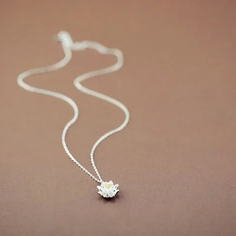 925 Sterling Silver Lotus Flower Pendant, Sacred Bloom Necklace