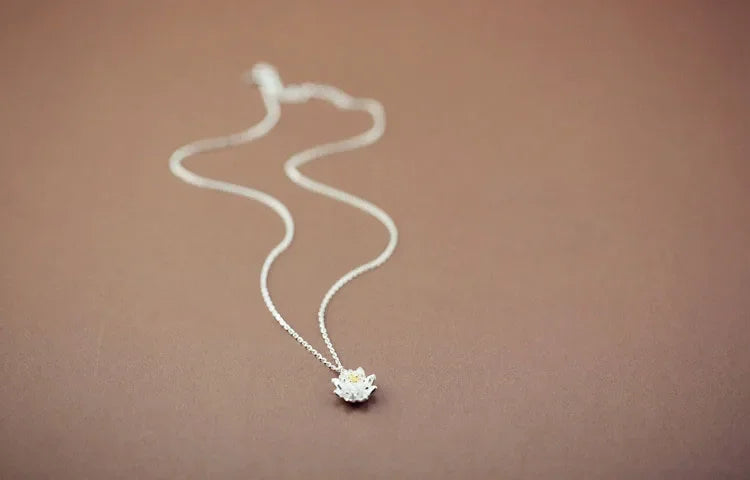 925 Sterling Silver lotus  Necklaces & Pendants For Women High Quality Sterling-silver-jewelry