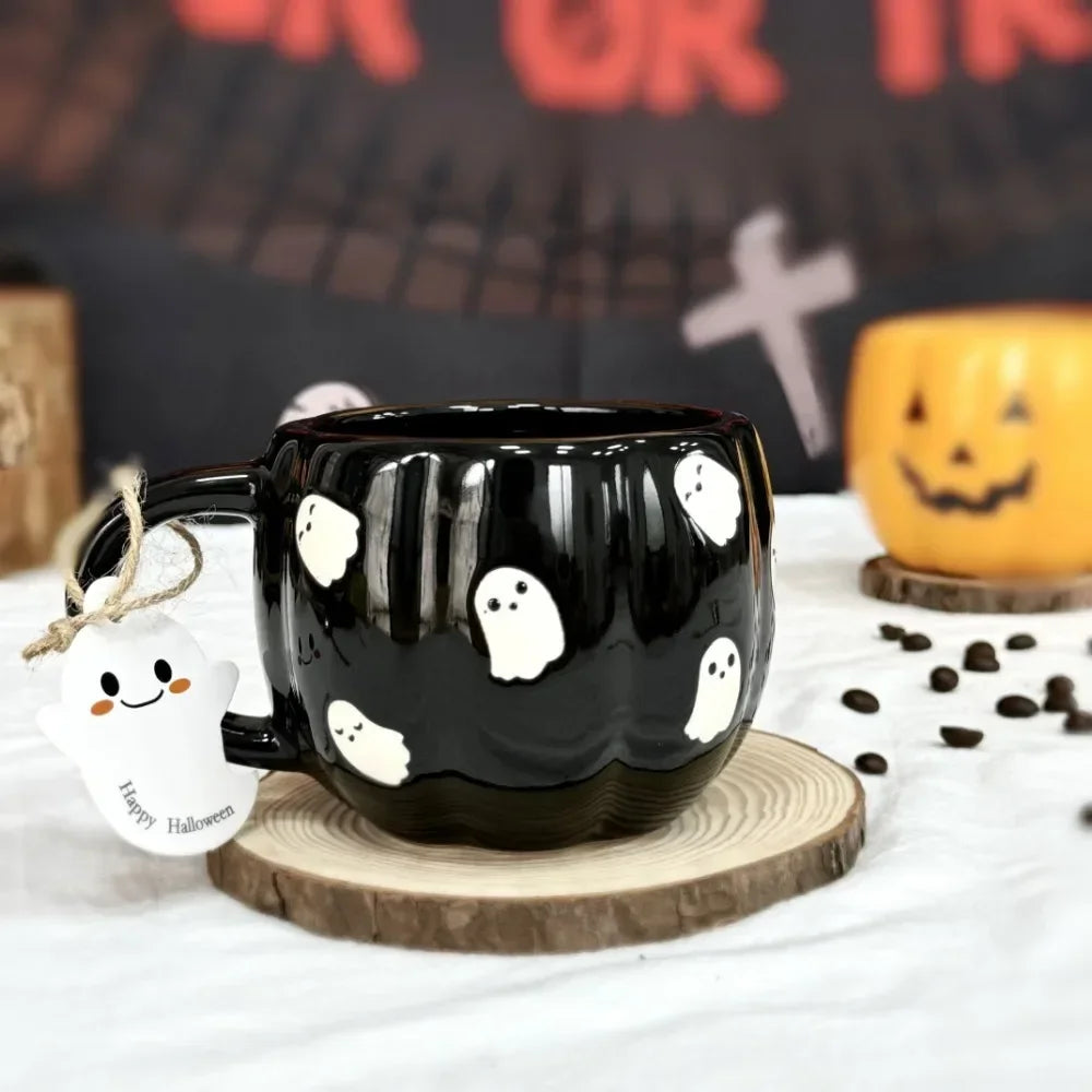 1pc 360ml Halloween Ceramic Mugs Pumpkin Ghost Ceramic Water Cup Novelty Milk Tea Mug Coffee Cup Halloween Decoration Gifts - Charlie Dolly