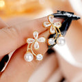 Huitan Temperament Sweet Flower Stud Earrings with Simulated Pearl Korean Fashion Ear Piercing Earrings Women Statement Jewelry - Charlie Dolly