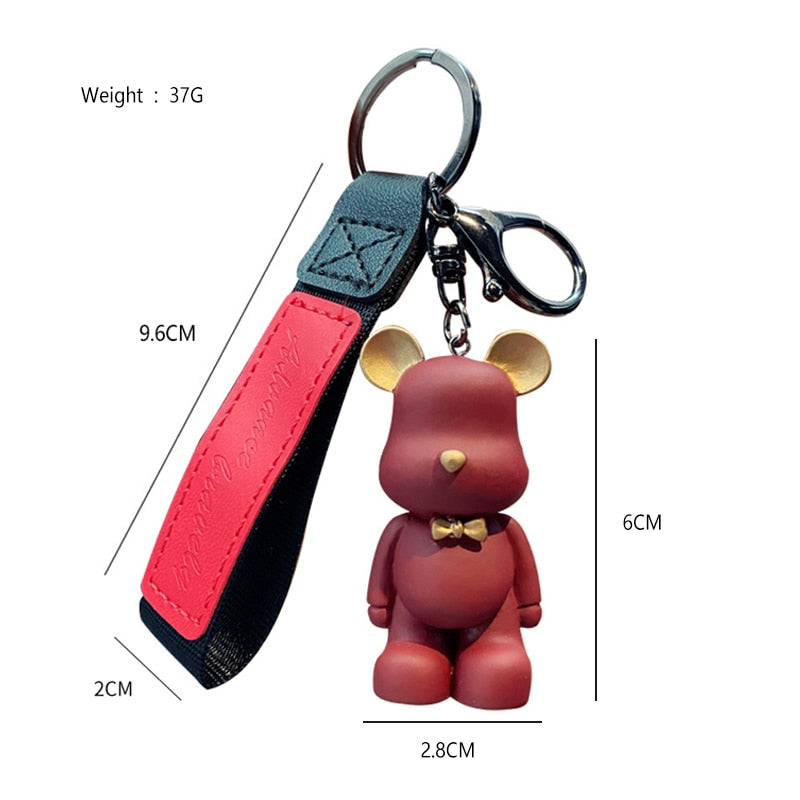 Cute Resin Keychain Charm Tie The Bear Pendant For Women Bag Car KeyRing Mobile Phone Fine Jewelry Accessories Kids Girl Gift - Charlie Dolly