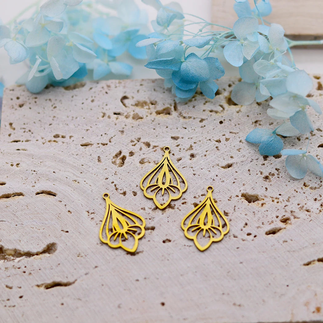 3PCS DIY Amulet Lotus Flower Yogo Buddha Stainless Steel Pendant Charm For Jewelry Making Necklace Religion Crescent diy Supplie