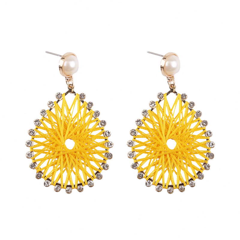 Pave Crystals Twisted Knitted Lace Pearls Beaded Studs Teardrop Dangle Drop Earrings for Women Trendy Chic Jewelry Wholesale - Charlie Dolly