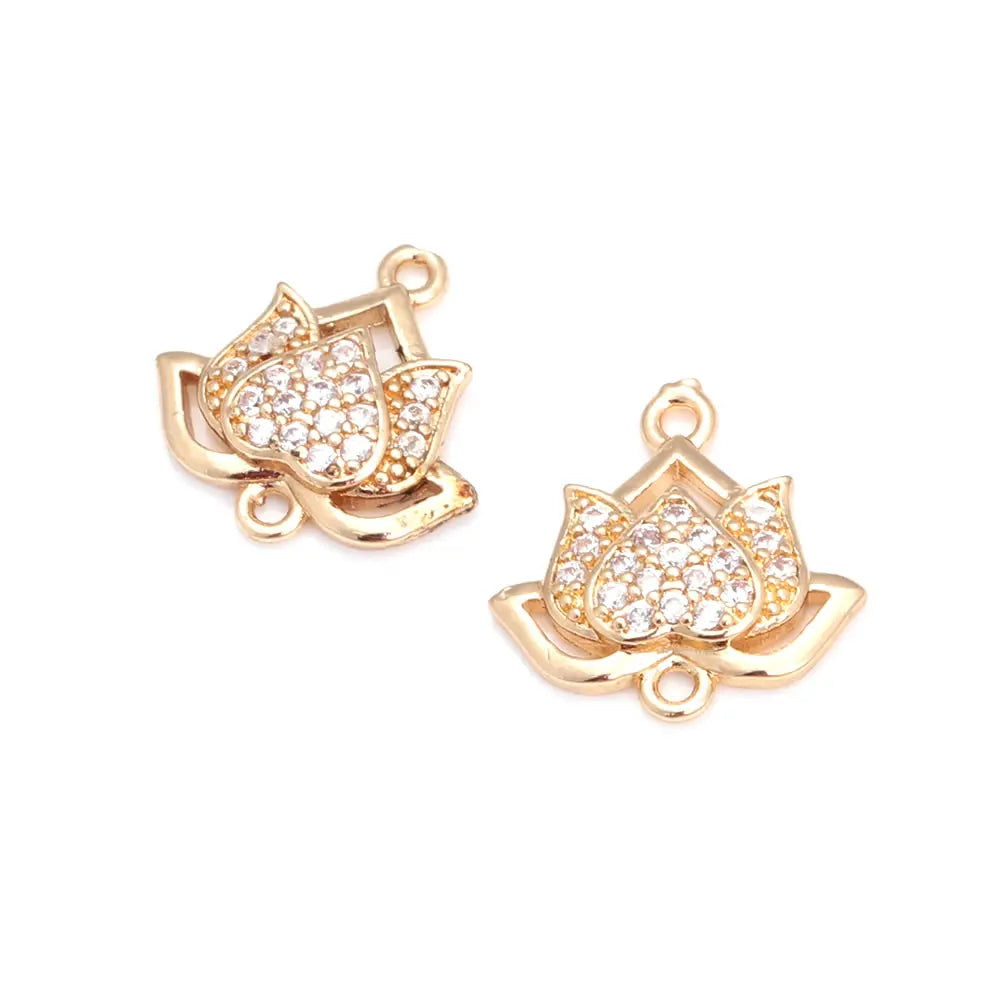 18K Gold Color Brass Lotus Flower Charms Pendants High Quality Diy Necklace Earrings Jewelry Making Accessories