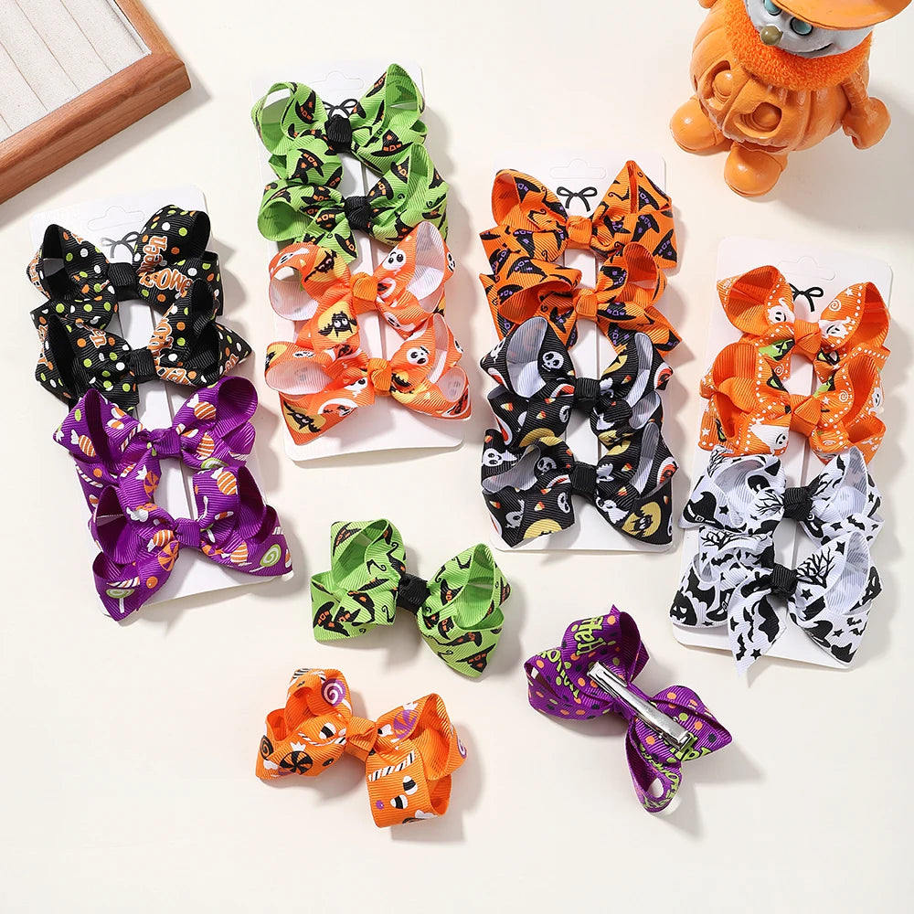 4Pcs/Set Cute Halloween Bow Hair Clip Fashion Kids Girl Hairpin Party Decoration Barrettes Baby Hair Accessories Gift Wholesale - Charlie Dolly