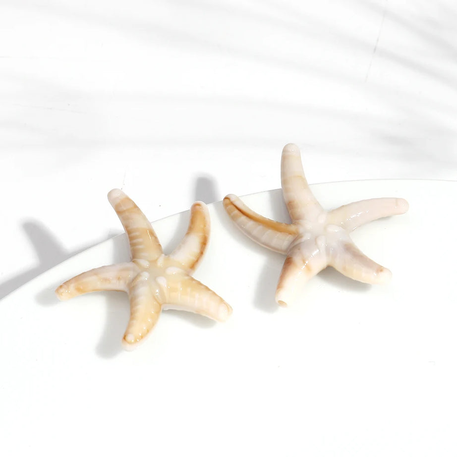 Marble Starfish Shell Stud Earrings