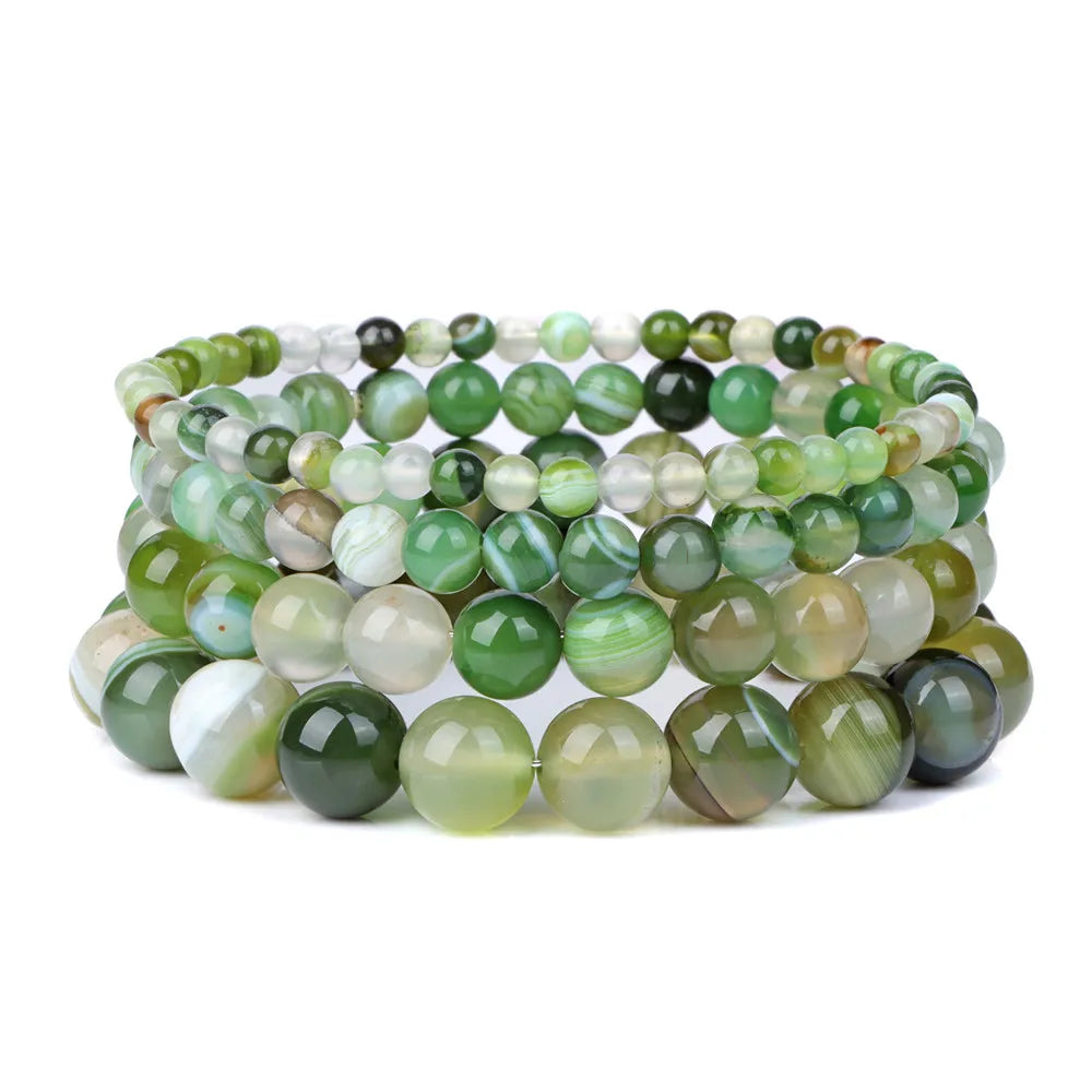 الموضة الطبيعية البني مخطط Agates سوار النساء 4/6/8/10 مللي متر Agates الخرز مطاطا أساور للرجال الريكي شفاء بوهو مجوهرات