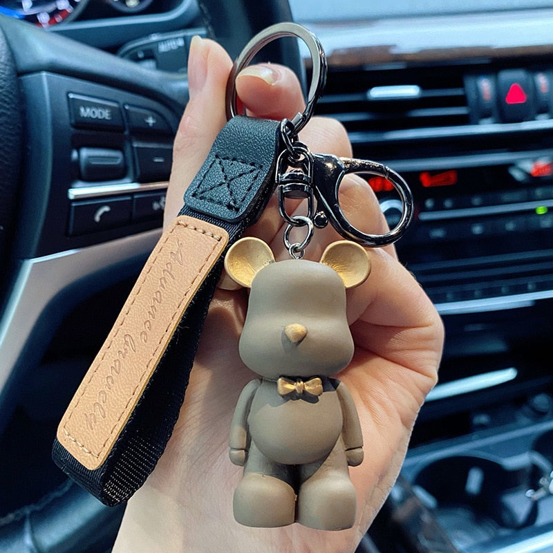Cute Resin Keychain Charm Tie The Bear Pendant For Women Bag Car KeyRing Mobile Phone Fine Jewelry Accessories Kids Girl Gift - Charlie Dolly