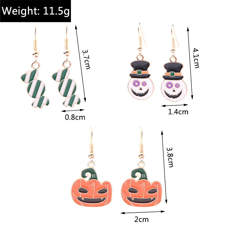 Aihua Fashion Halloween Earrings Enamel Ghost Pumpkin Skeleton Mummy Bat Drop Earrings For Women Halloween Night Party Jewelry - Charlie Dolly