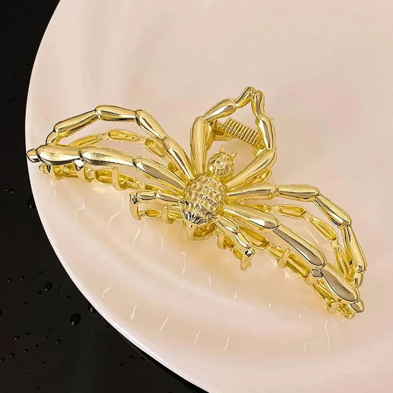 New 2023 Halloween Spider Skeleton Hair Claw Clips for Women Jewelry Accessories Black Silver Gold Large Barrette Party Headwear - Charlie Dolly