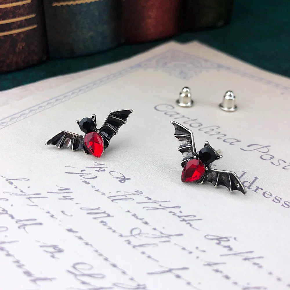 Small Halloween Goth Bat Stud Earrings for Women Trend Gothic Cartilage Ear Accessories Gold Color Zirconia Fashion Jewelry E489 - Charlie Dolly