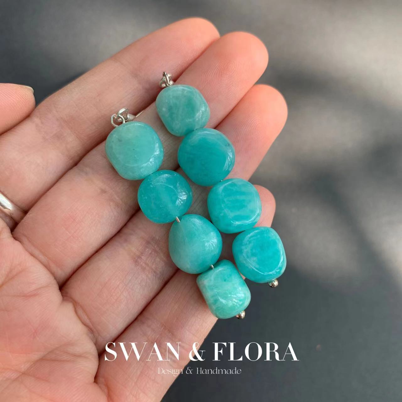 Natural Amazonite 925 Sterling Silver Hoop Earrings for women Jewelry Gift Chip Beads Jewelry Handmade Fine Jewelry Fashion - Charlie Dolly