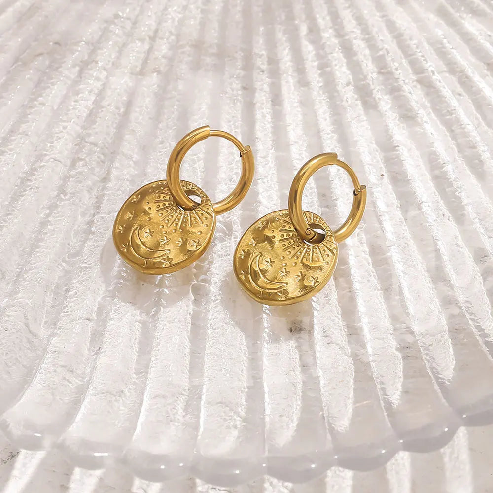 PVD Golden Stainless Steel Hoop Earrings Craftsmanship Mysterious Jewelry Accessories Dangle  Earrings for Women Gift Daily Boho
