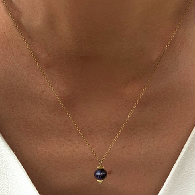 Fashion Classic White Rice Beads White Shell Stone Short Necklace Retro Charm Moon Eyes Pendant Jewelry Christmas Halloween Gift - Charlie Dolly