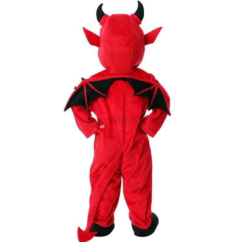 Kids Baby Red Devil Costume Unisex Child Cosplay Costume Jumpsuit Halloween Boy Monster Girls Bat Performance Costume School - Charlie Dolly