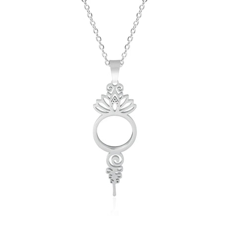 Retro Lotus Flower Photo Locket Pendant Necklace, Vintage Relicario Keepsake Talisman