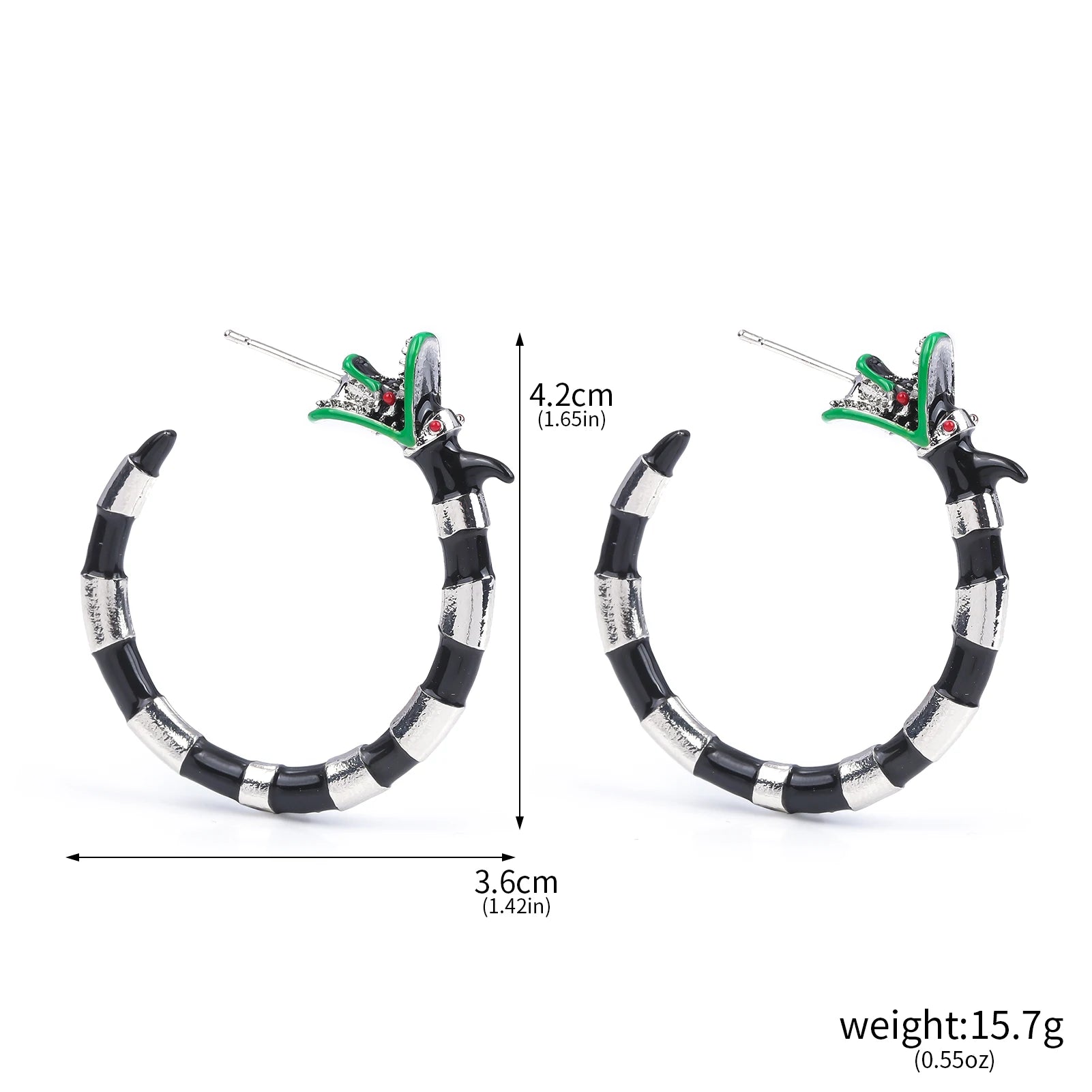 Gothic Style Harong Halloween Beetlejuice Hoop Earring for Women Beetle Sandworm Creepy Chunky Jewelry Cosplay Props Accessories - Charlie Dolly