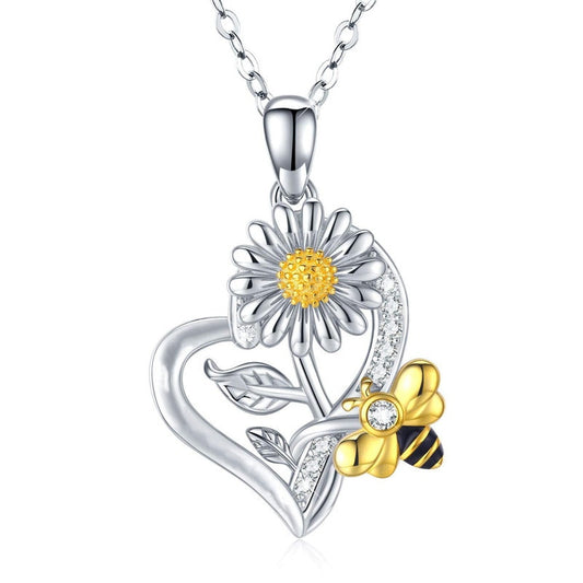 Rose Valley Sunflower Pendant Necklace for Women Bee Pendants Fashion Jewelry Girls Gifts YN063 - Charlie Dolly